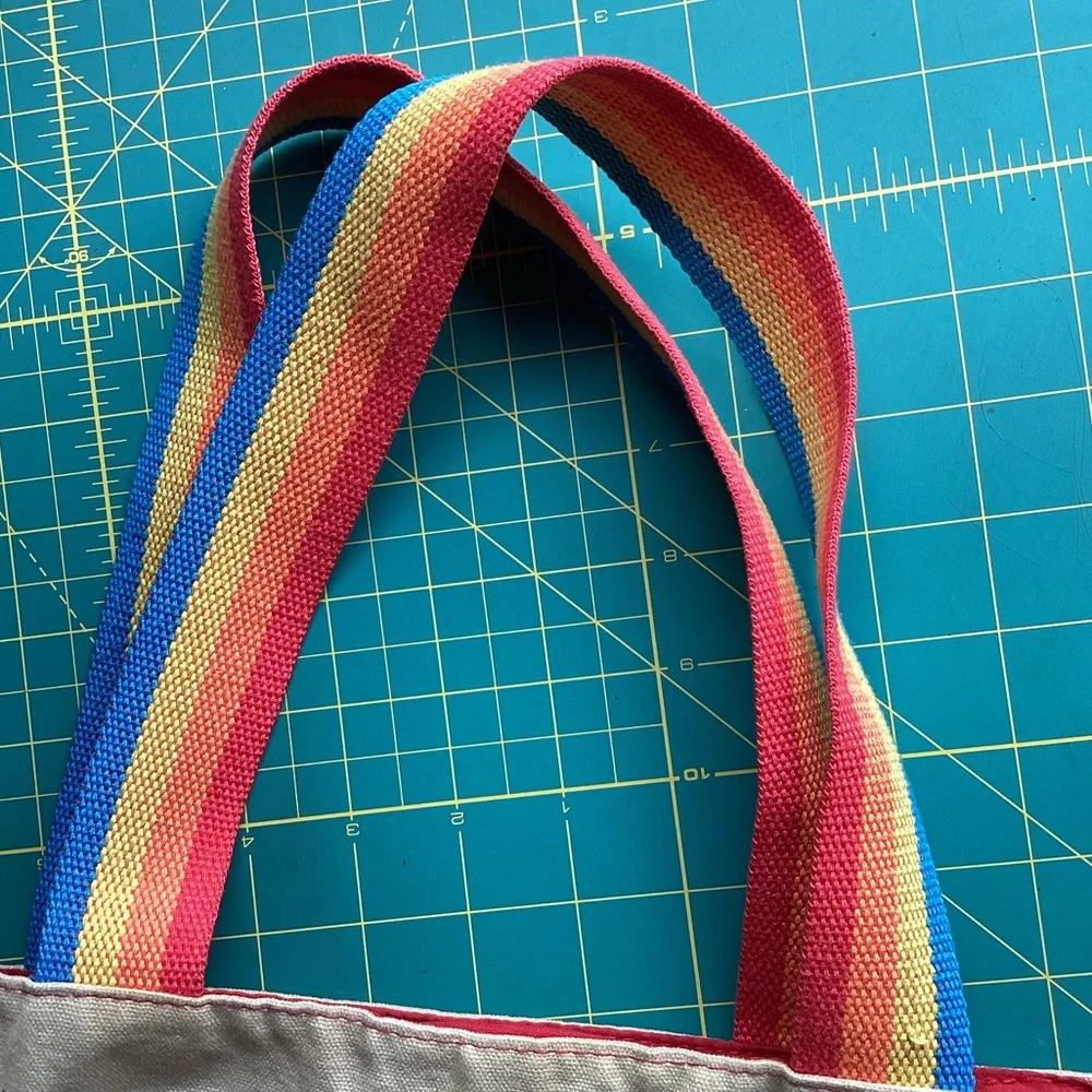 Vintage Little Miss Bossy Cotton Tote Rainbow Star Boho Hippie Pride Retro